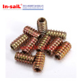 Hexagon Slotted Flat Head Threaded Insert Nuts for Wood